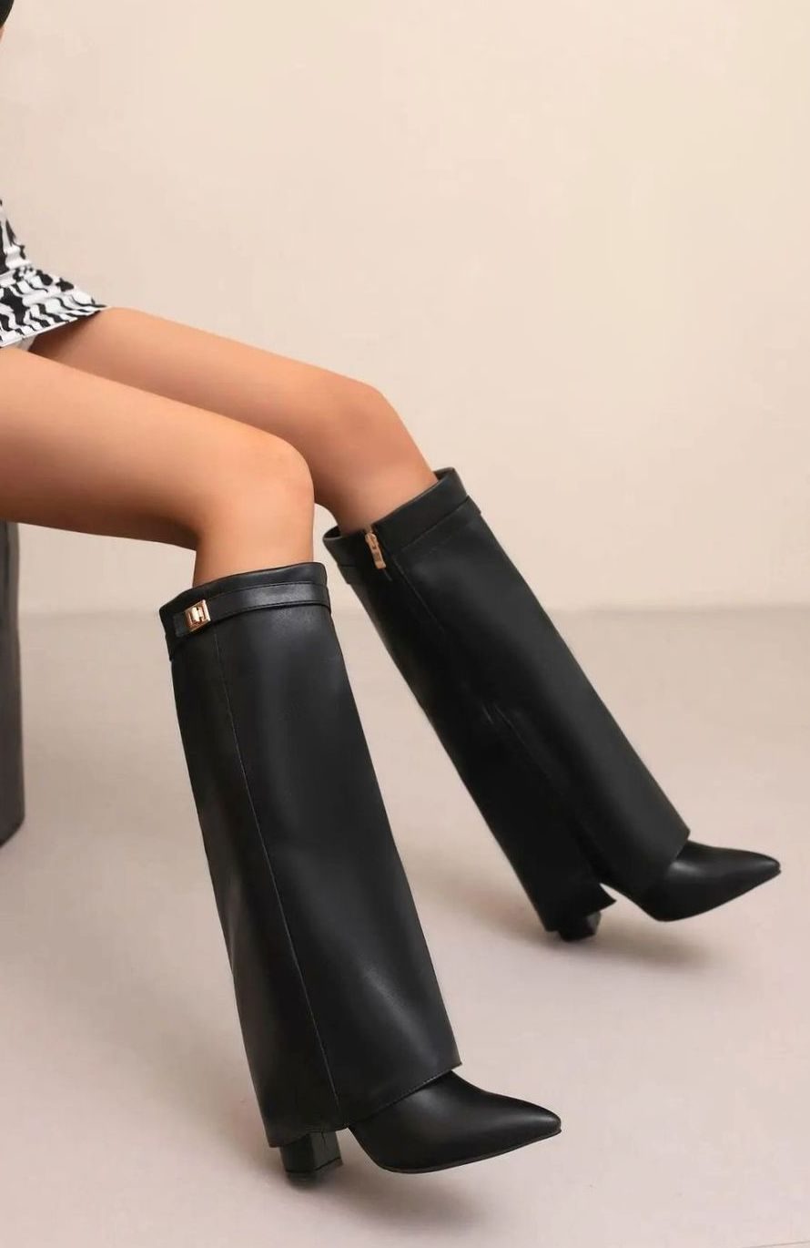 Pointed Toe Suede Knee-High Boots
