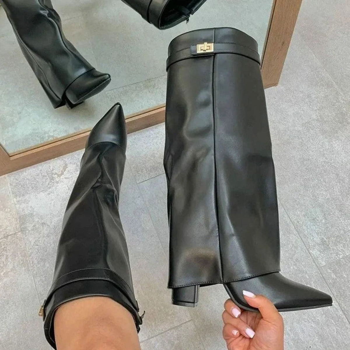 Pointed Toe Suede Knee-High Boots
