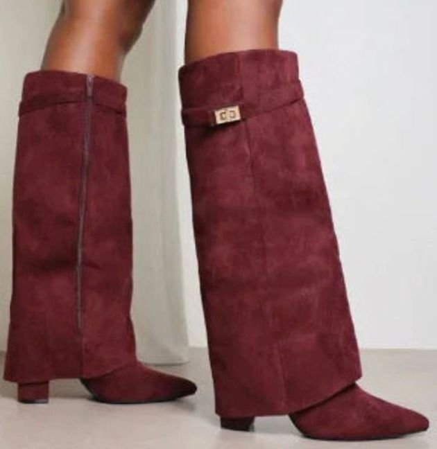 Pointed Toe Suede Knee-High Boots
