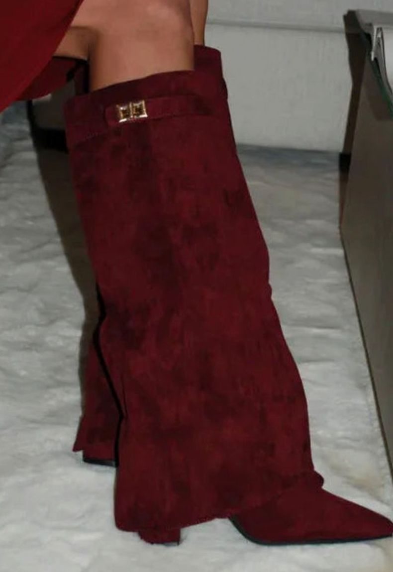 Pointed Toe Suede Knee-High Boots