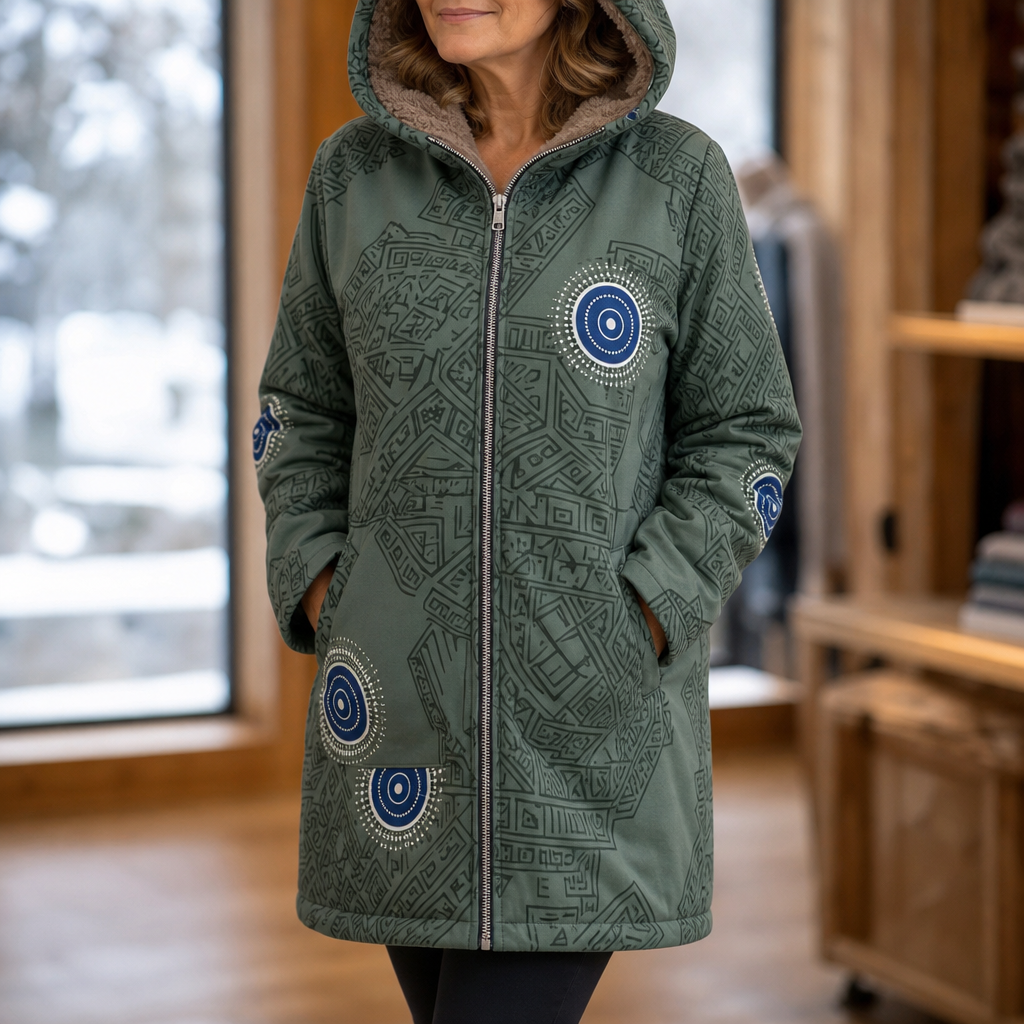 Printed Hooded Winter Coat
