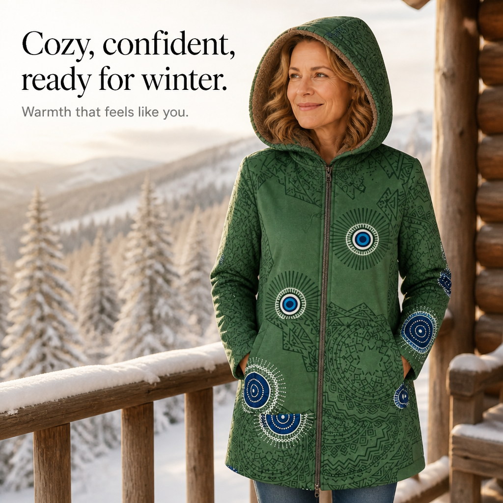 Printed Hooded Winter Coat