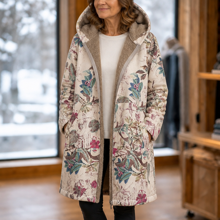 Printed Hooded Winter Coat