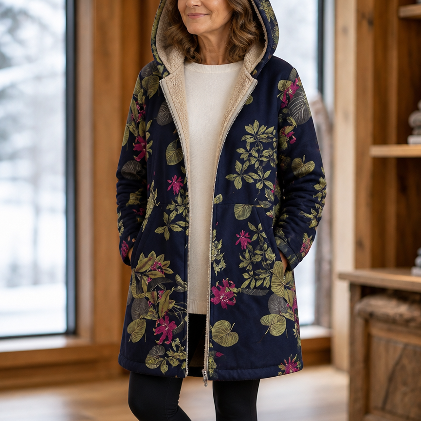 Printed Hooded Winter Coat