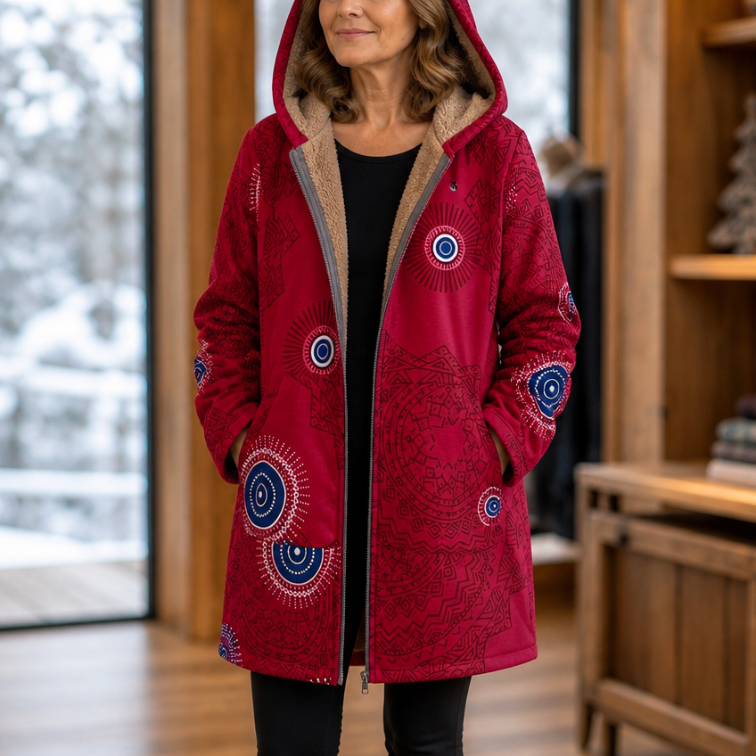 Printed Hooded Winter Coat