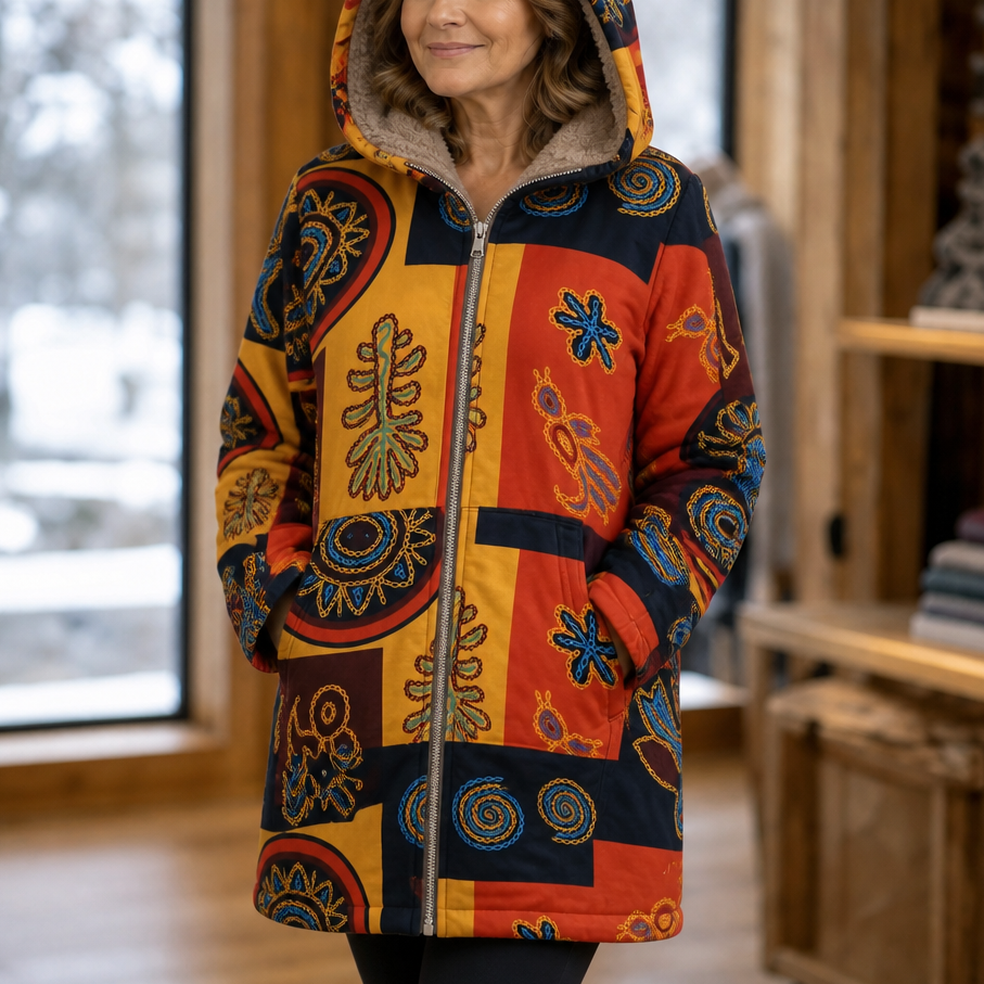Printed Hooded Winter Coat
