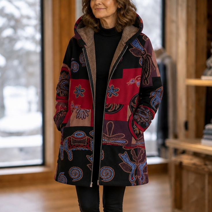 Printed Hooded Winter Coat