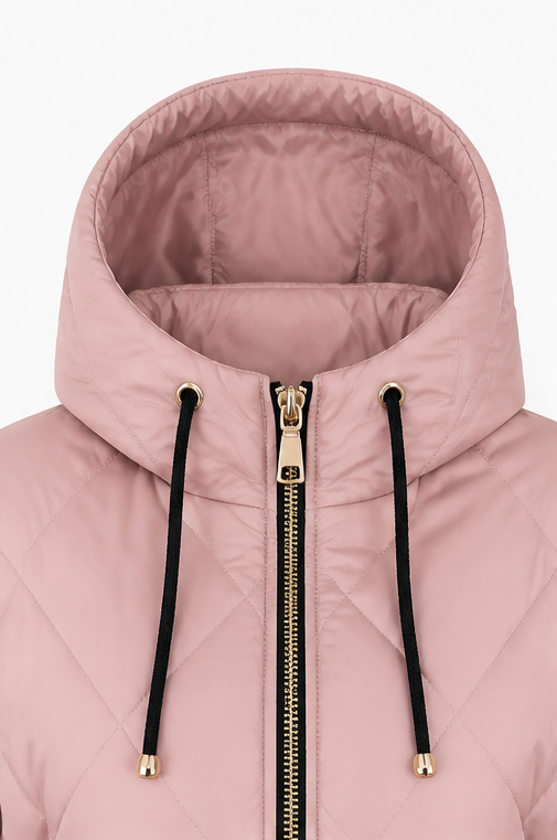 Quilted Hooded Zip-Front Jacket