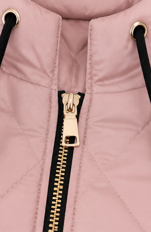 Quilted Hooded Zip-Front Jacket