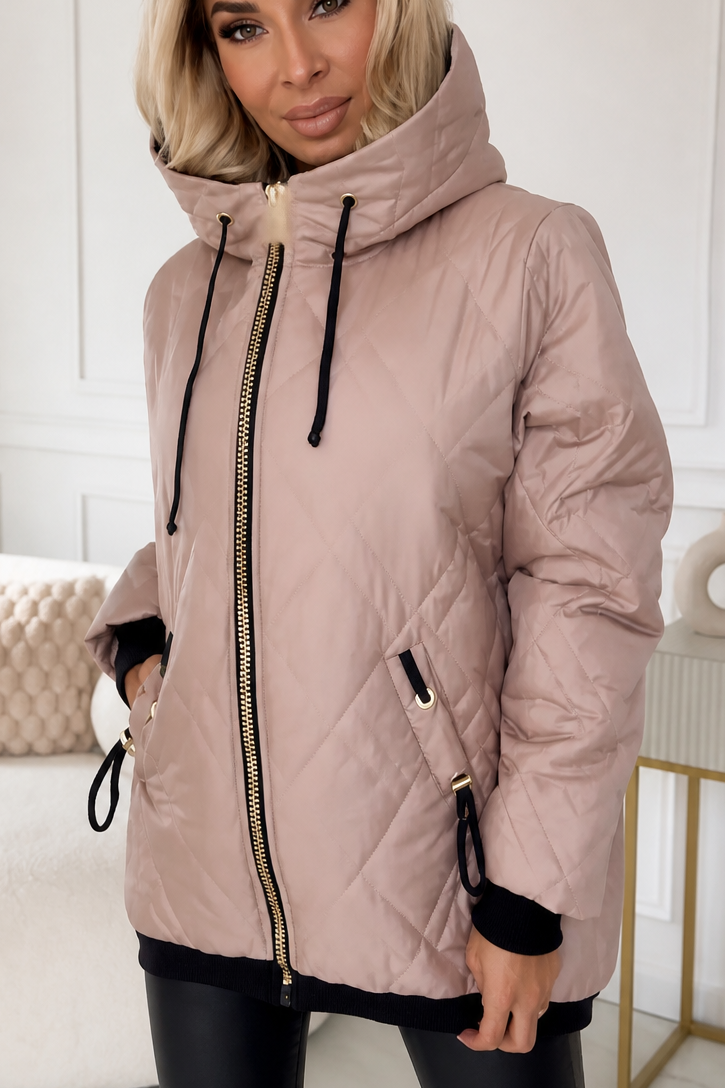 Quilted Hooded Zip-Front Jacket