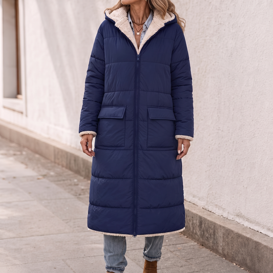 Reversible Quilted Sherpa-Look Winter Coat