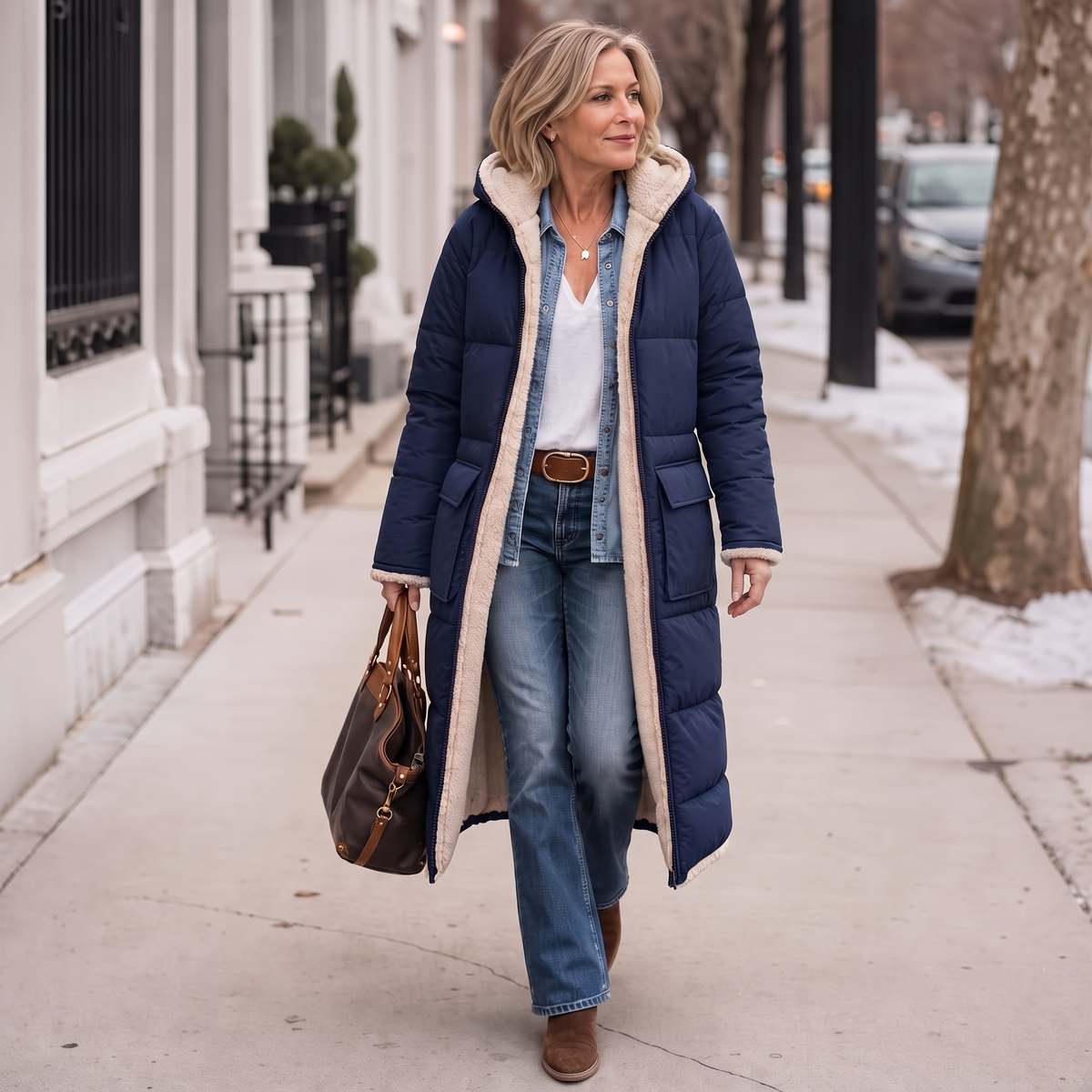 Reversible Quilted Sherpa-Look Winter Coat