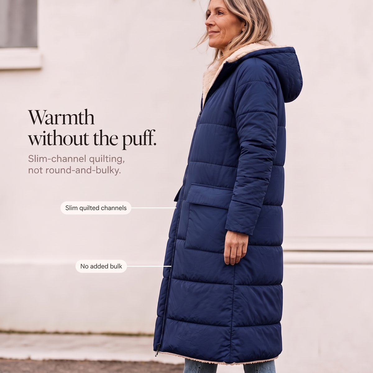 Reversible Quilted Sherpa-Look Winter Coat