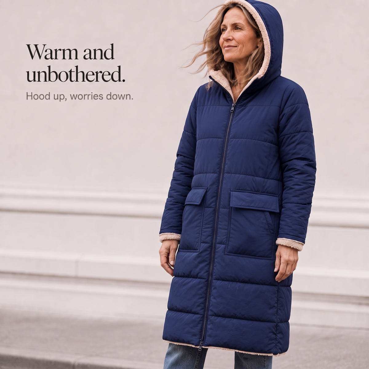 Reversible Quilted Sherpa-Look Winter Coat