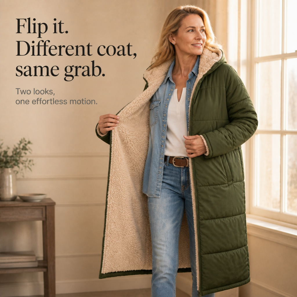 Reversible Sherpa Windproof Long Coat