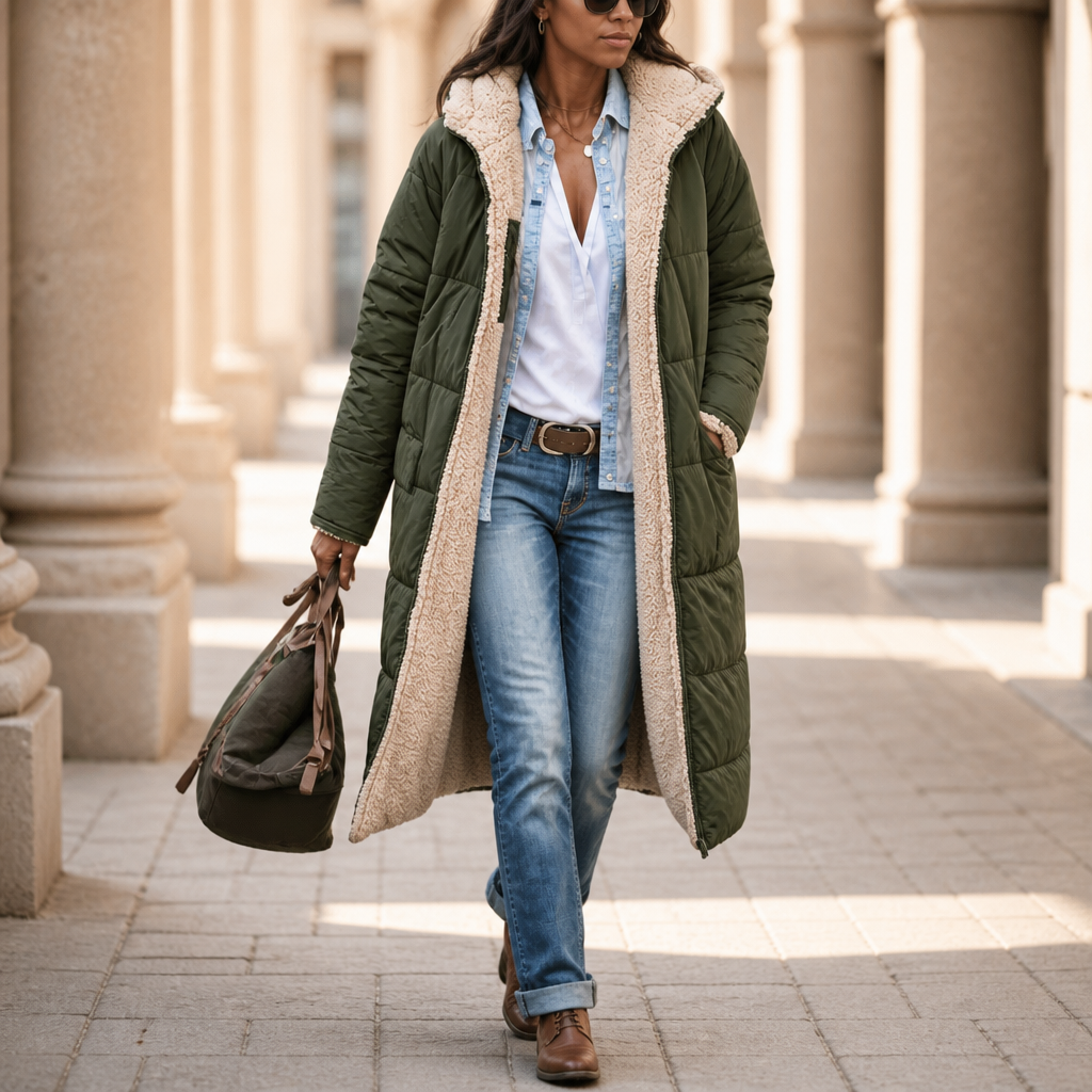 Reversible Sherpa Windproof Long Coat