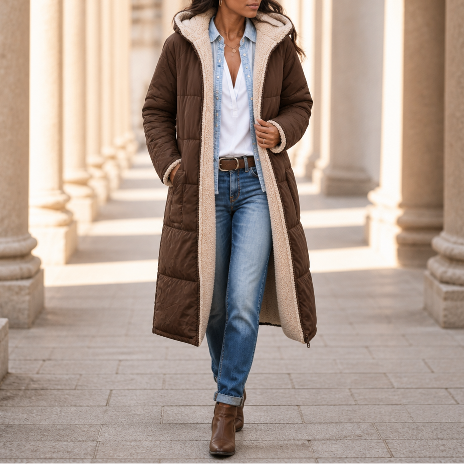 Reversible Sherpa Windproof Long Coat