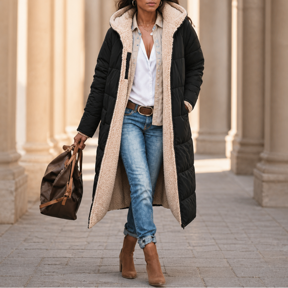 Reversible Sherpa Windproof Long Coat