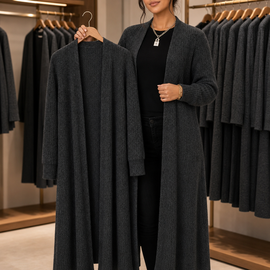Ribbed Knit Longline Cardigan
