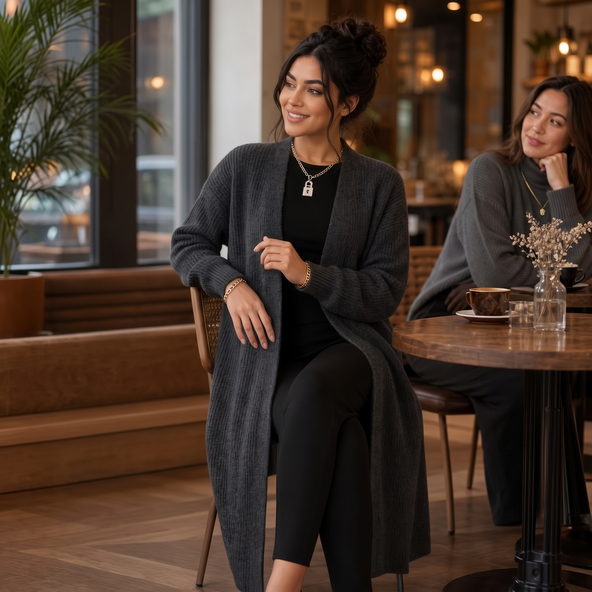 Ribbed Knit Longline Cardigan