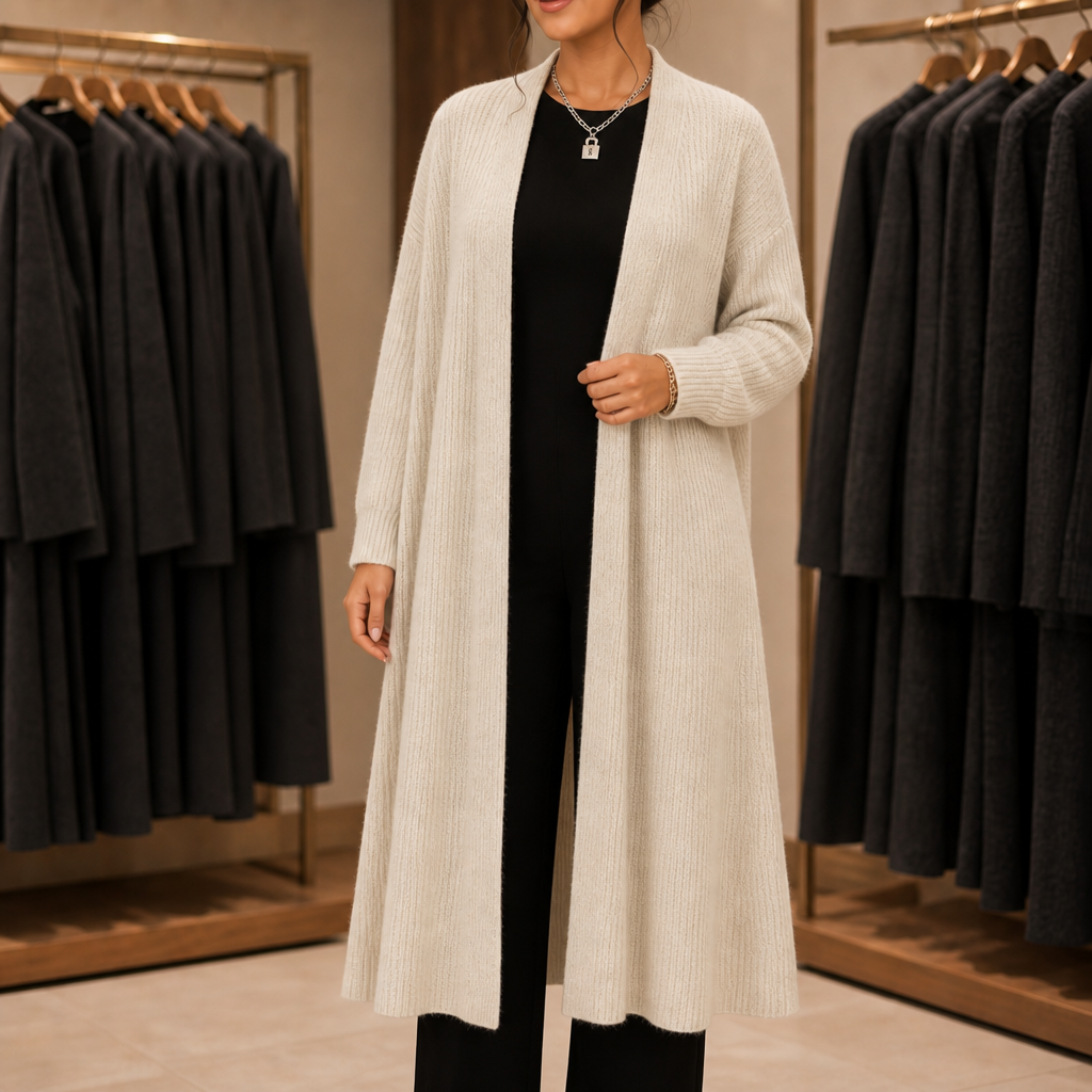 Ribbed Knit Longline Cardigan