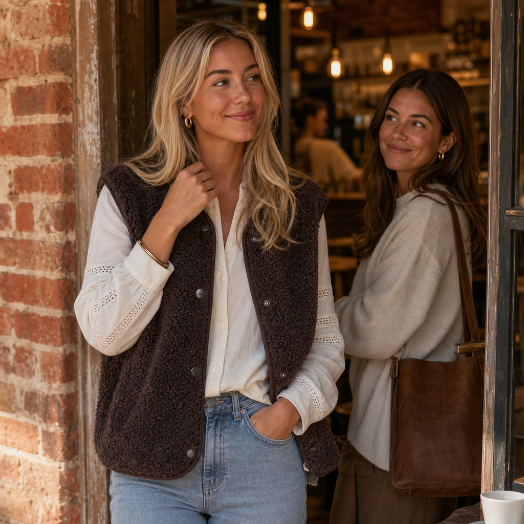 Sleeveless Boxy Teddy Fleece Vest