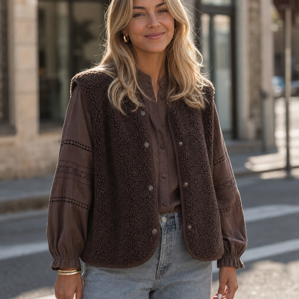Sleeveless Boxy Teddy Fleece Vest