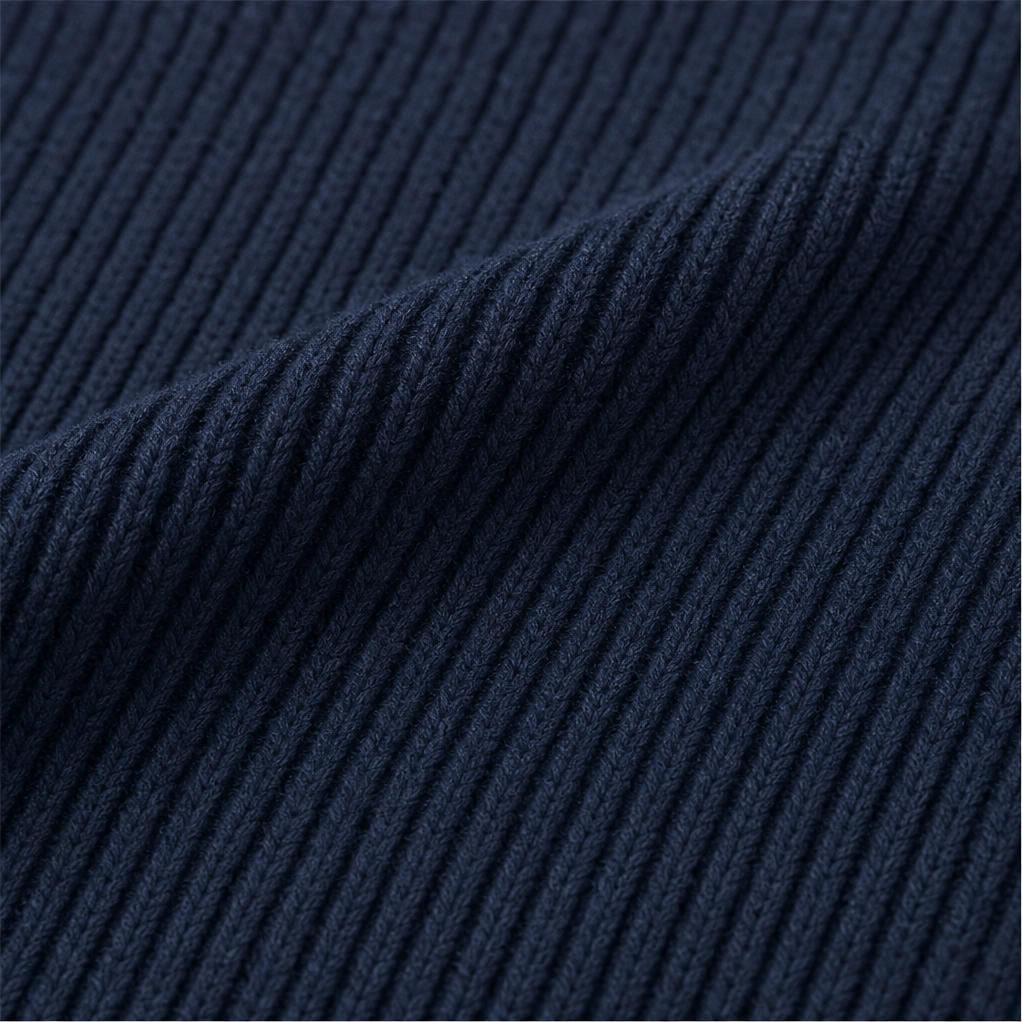 Spliced Denim Ribbed-Knit Longline Jacket