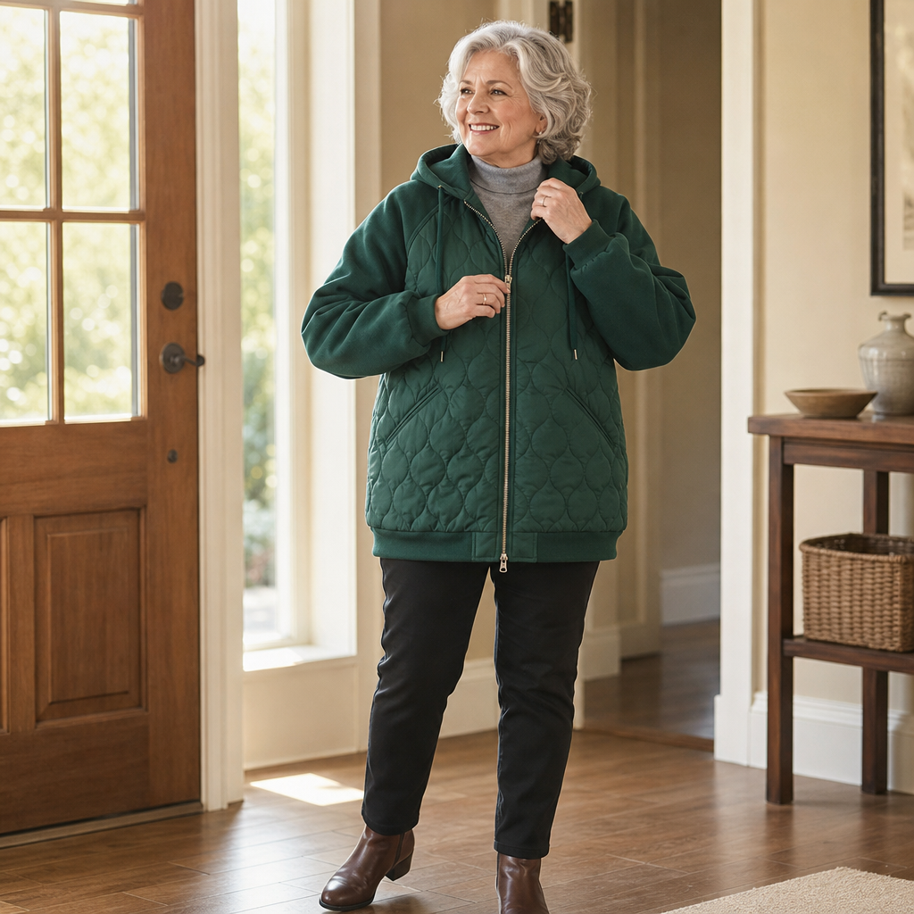 Spliced Quilted Hooded Puffer Jacket