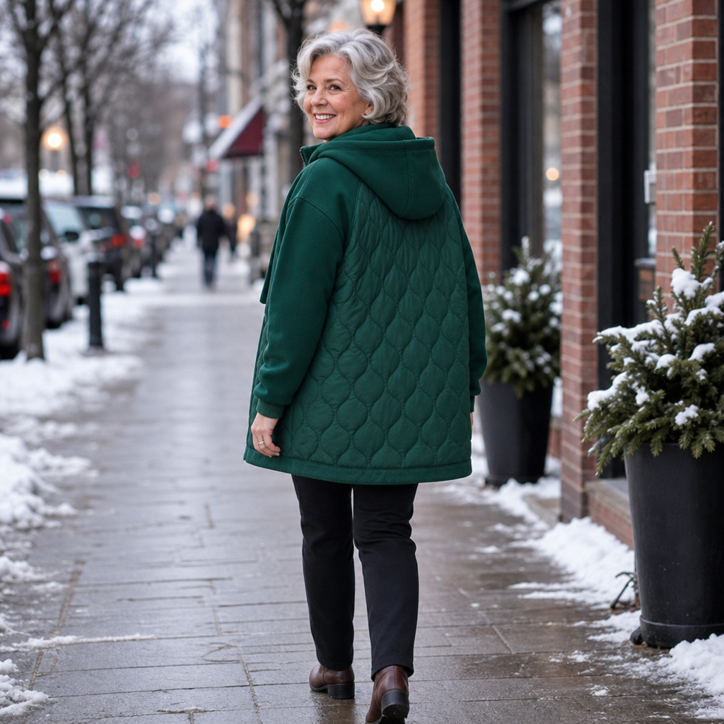 Spliced Quilted Hooded Puffer Jacket