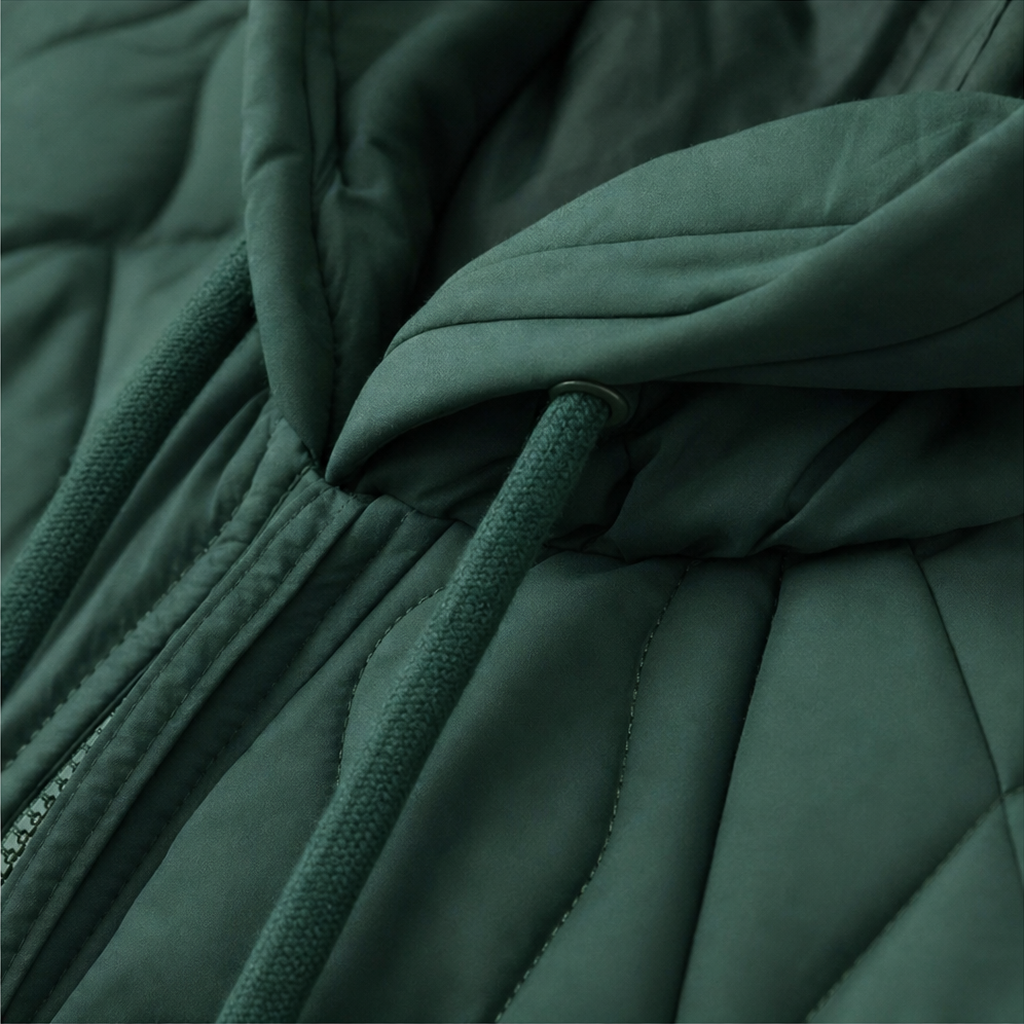 Spliced Quilted Hooded Puffer Jacket