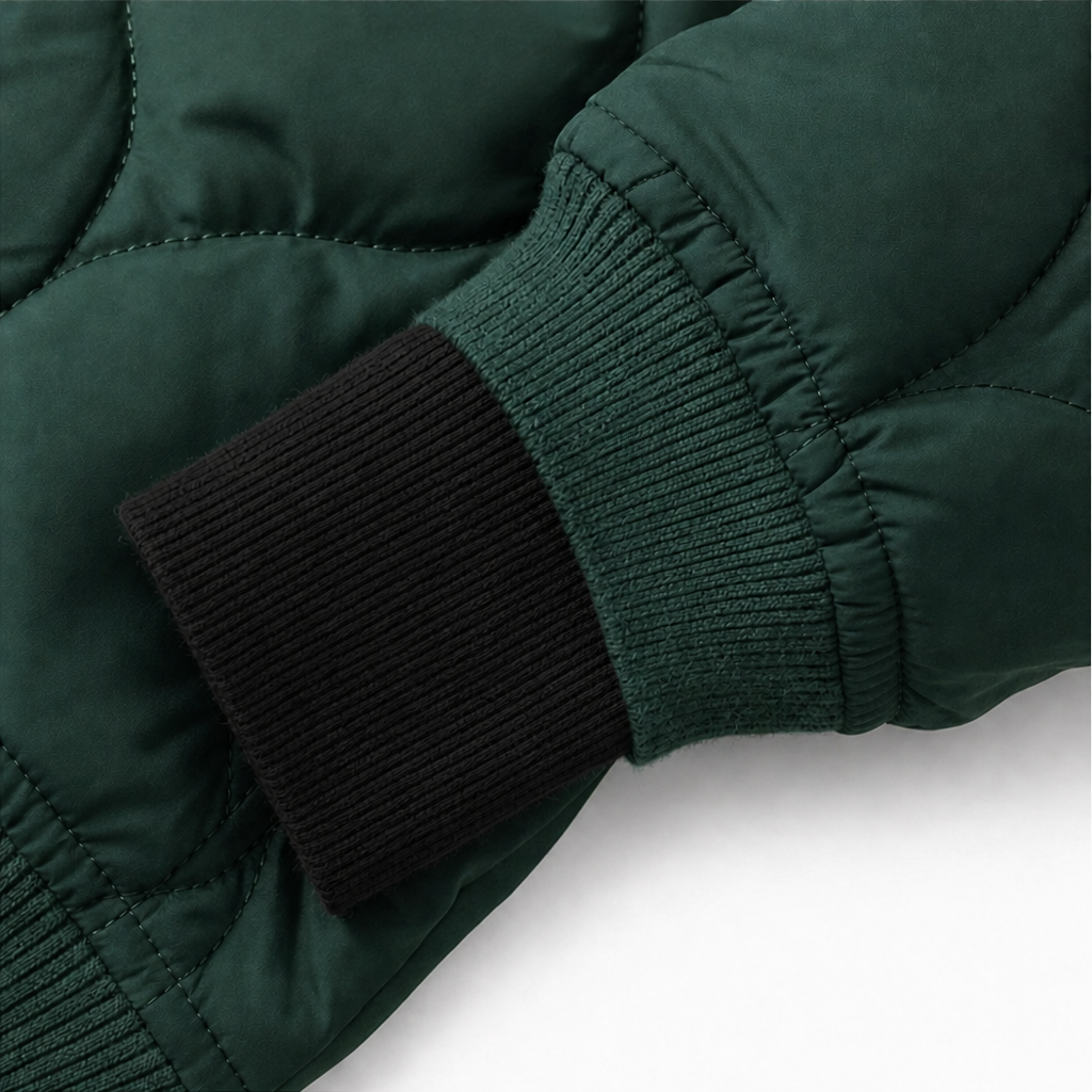 Spliced Quilted Hooded Puffer Jacket