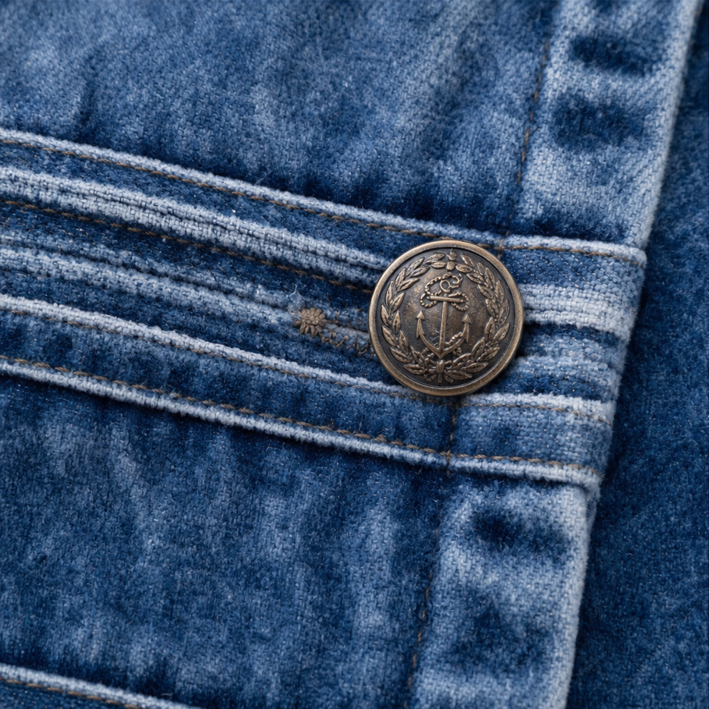 Standing Collar Multi-Button Denim Jacket