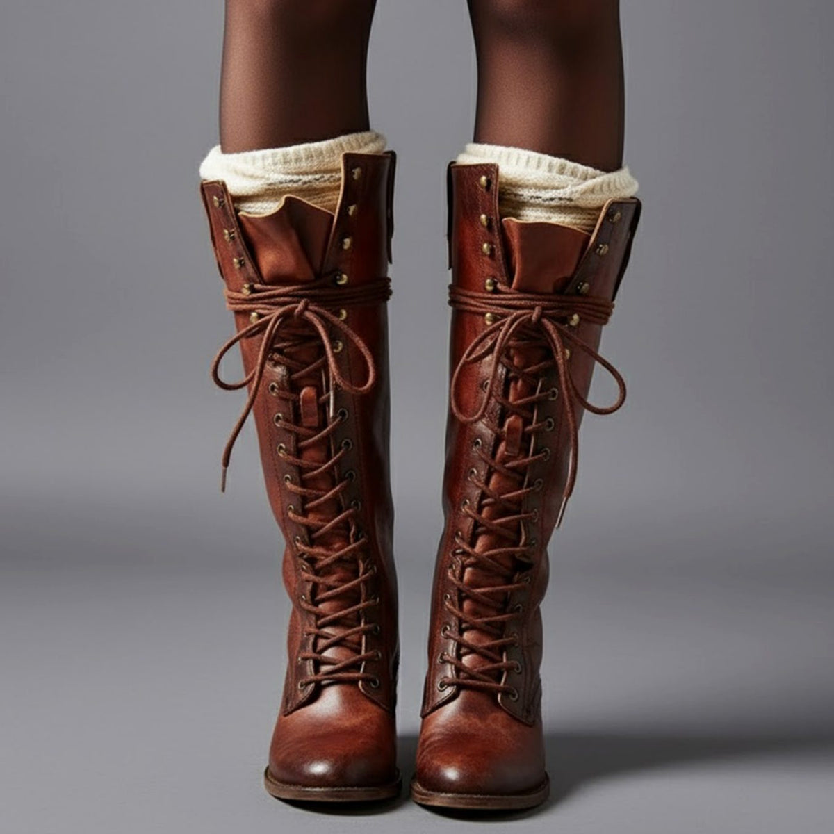 Studded Knee-High Boots