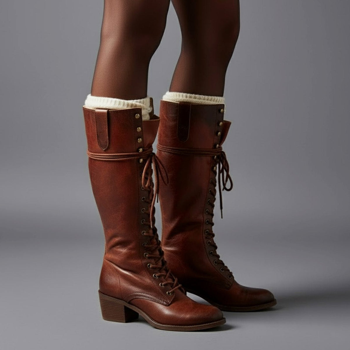 Studded Knee-High Boots
