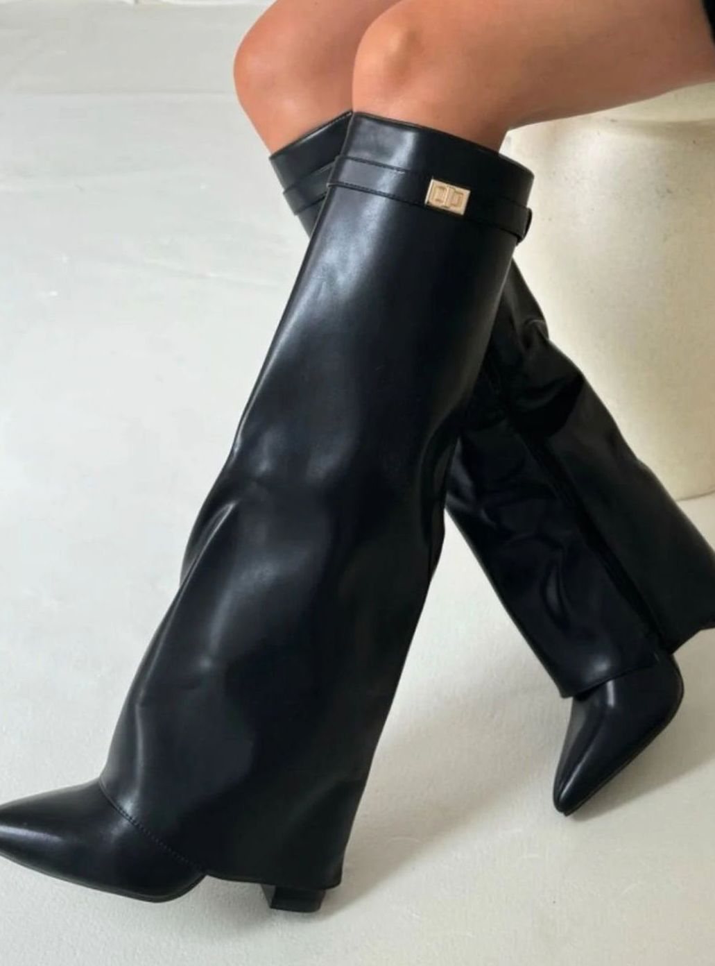 Suede Knee-High Boots with Buckle Detail
