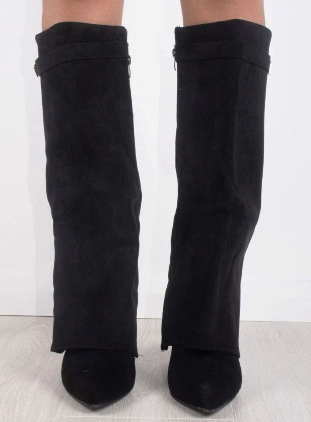 Suede Knee-High Boots with Buckle Detail