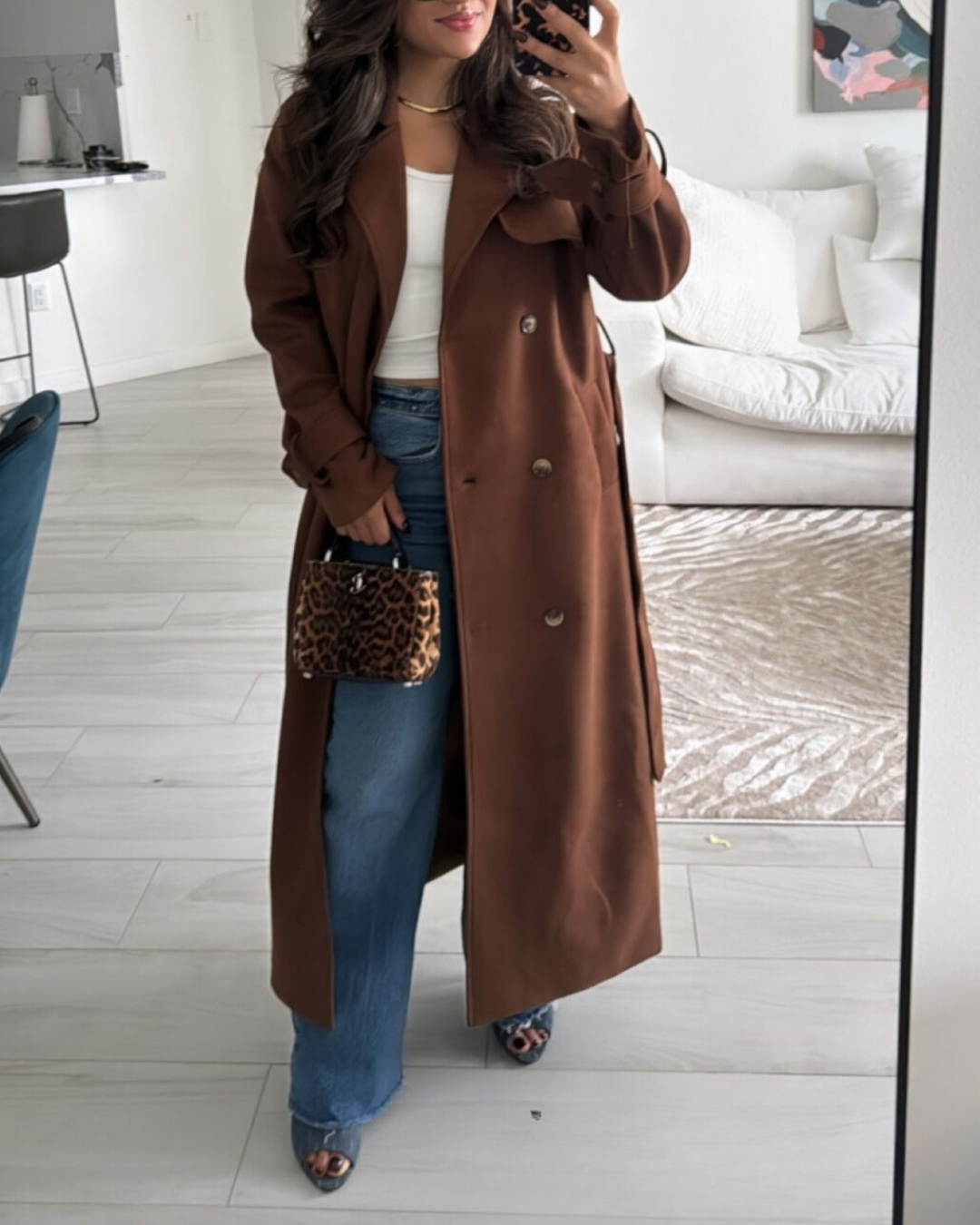 Suede Longline Trench Coat