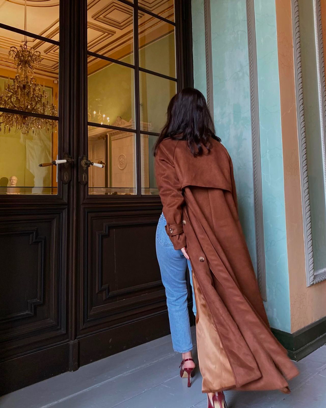 Suede Longline Trench Coat