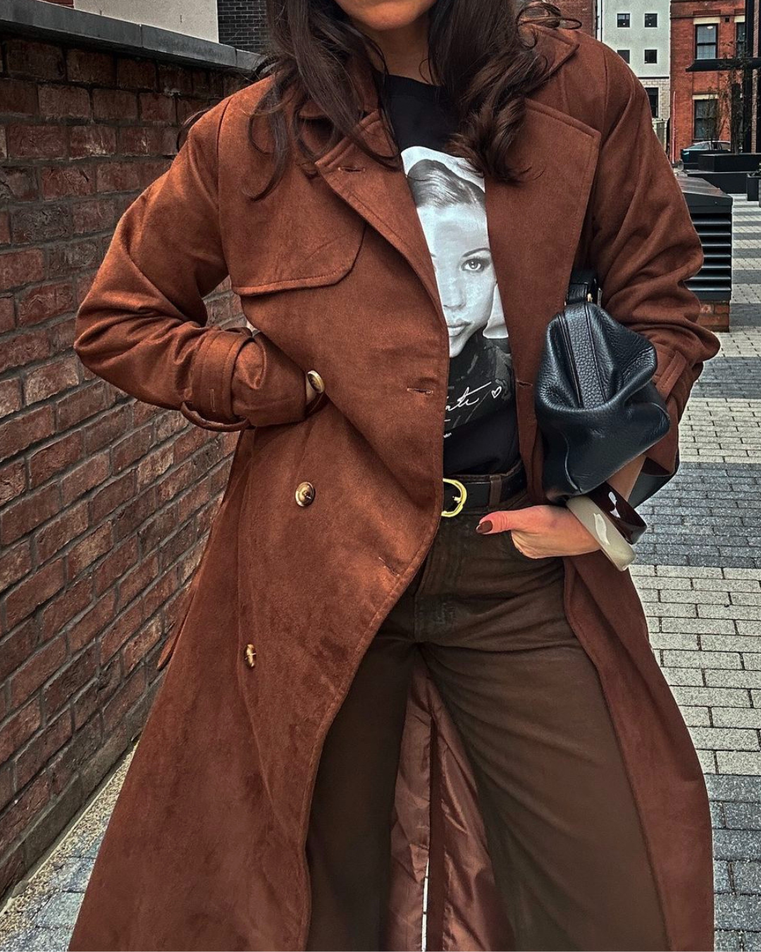 Suede Longline Trench Coat