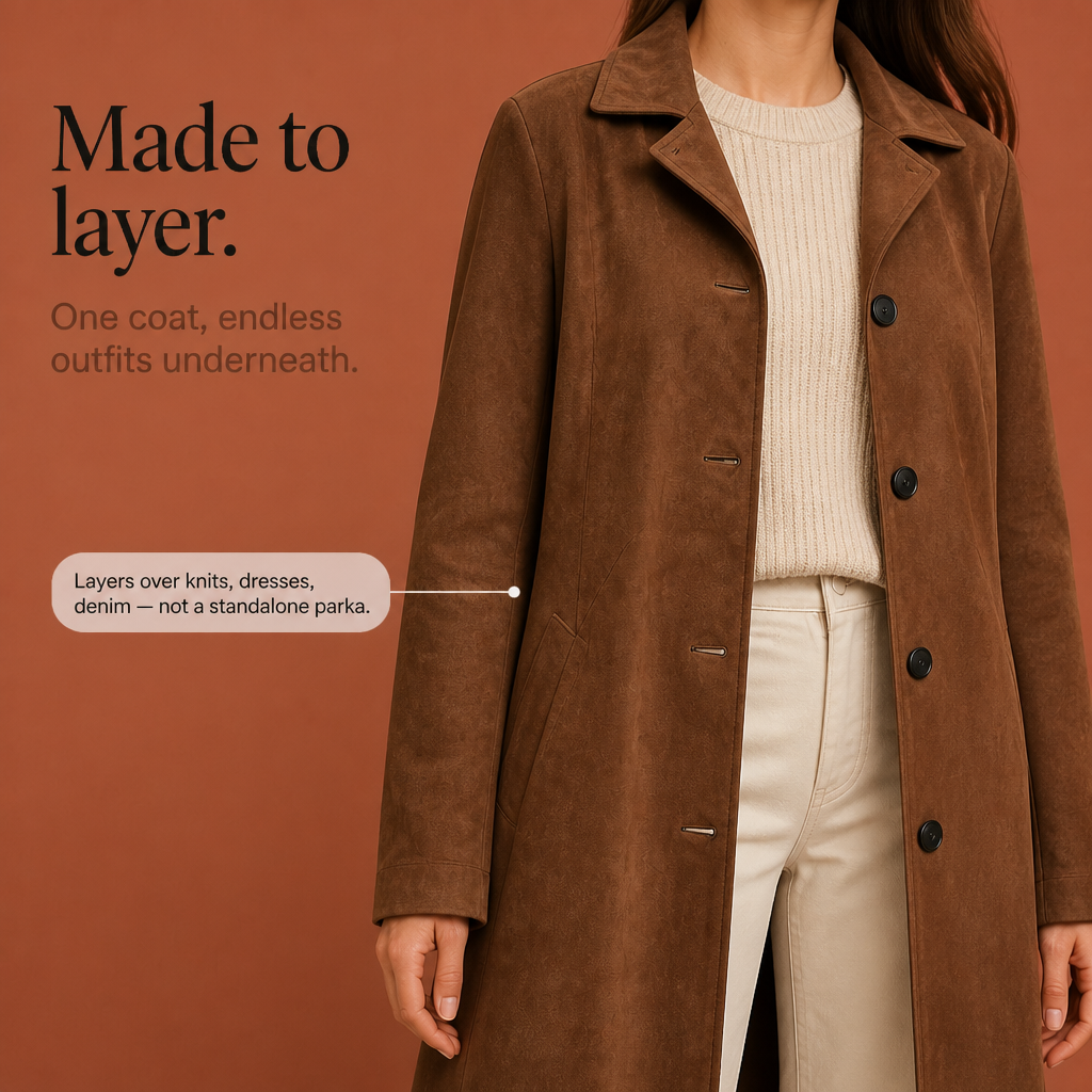 Suede Trench That Moves With You, Not Around You