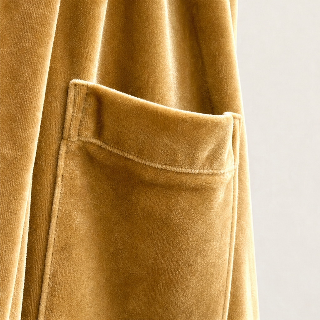 Textured Velvet Shawl-Collar Open-Front Cardigan