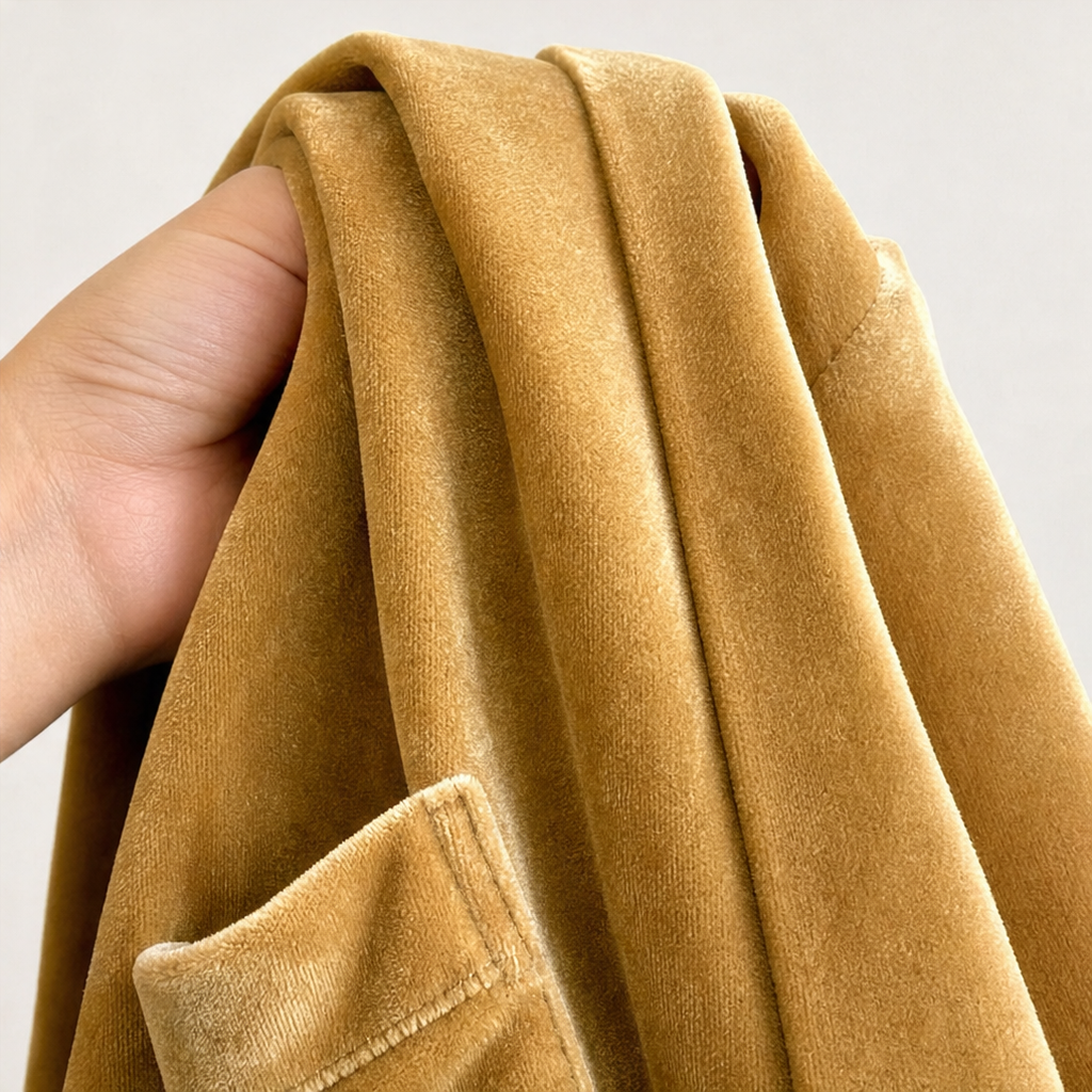 Textured Velvet Shawl-Collar Open-Front Cardigan