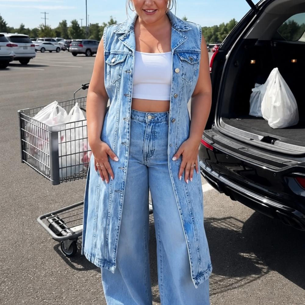 The Denim Vest Dress That Finishes Any Outfit