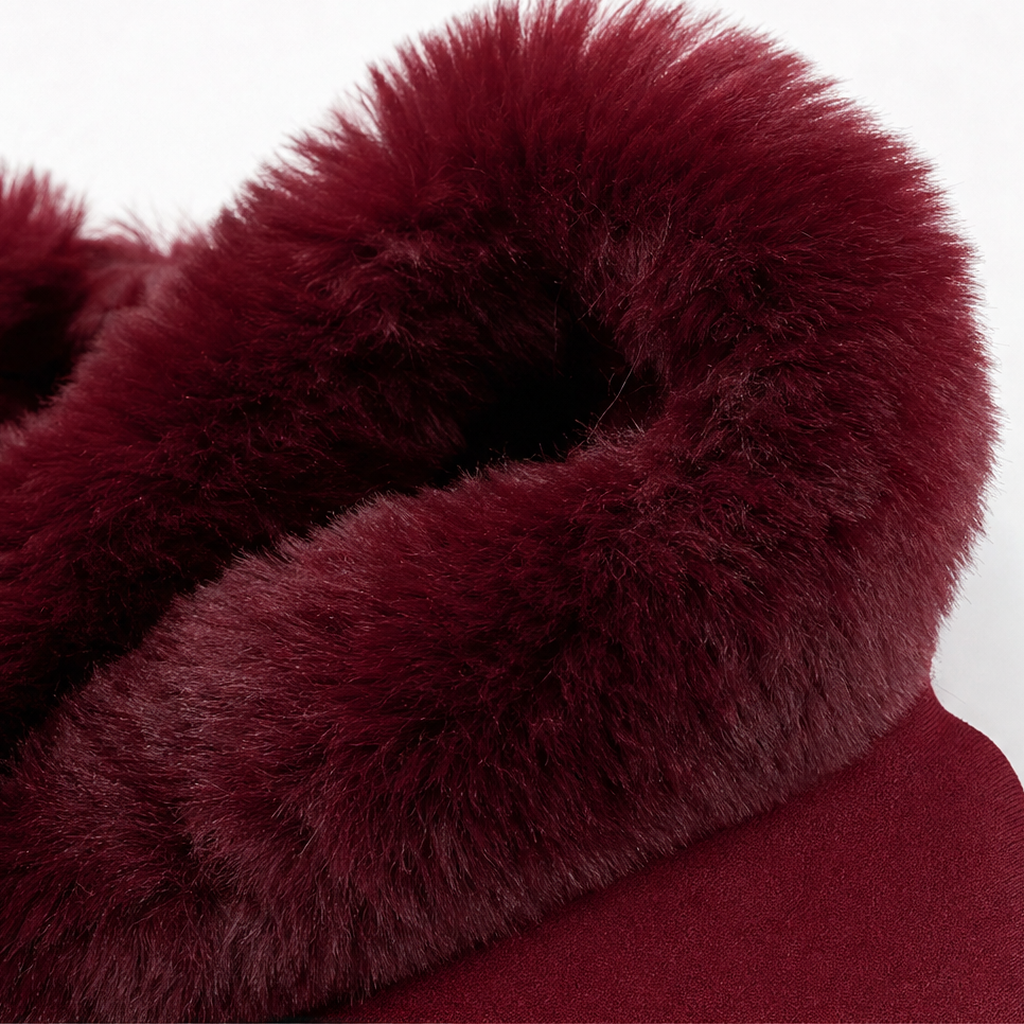 Trimmed Hooded Knit Cape Coat