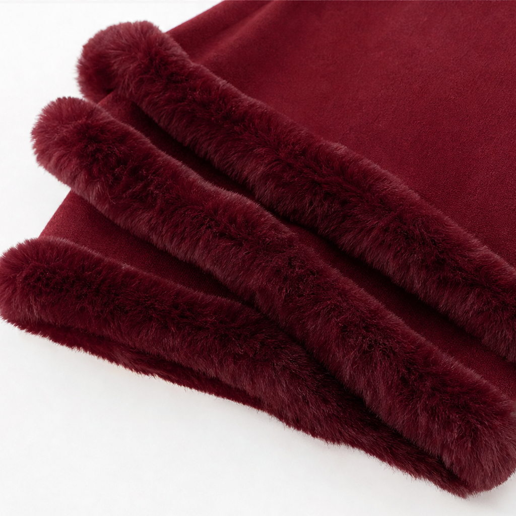 Trimmed Hooded Knit Cape Coat