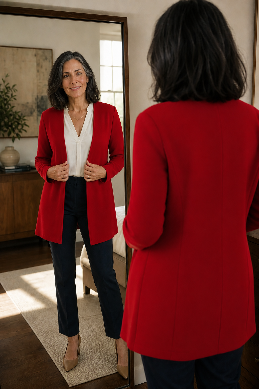 V-Neck Single-Button A-Line Blazer