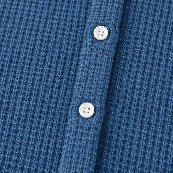 Waffle-Knit Lapel Collar Button Cardigan