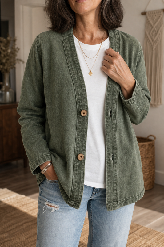 Washed Denim-Look Jacket