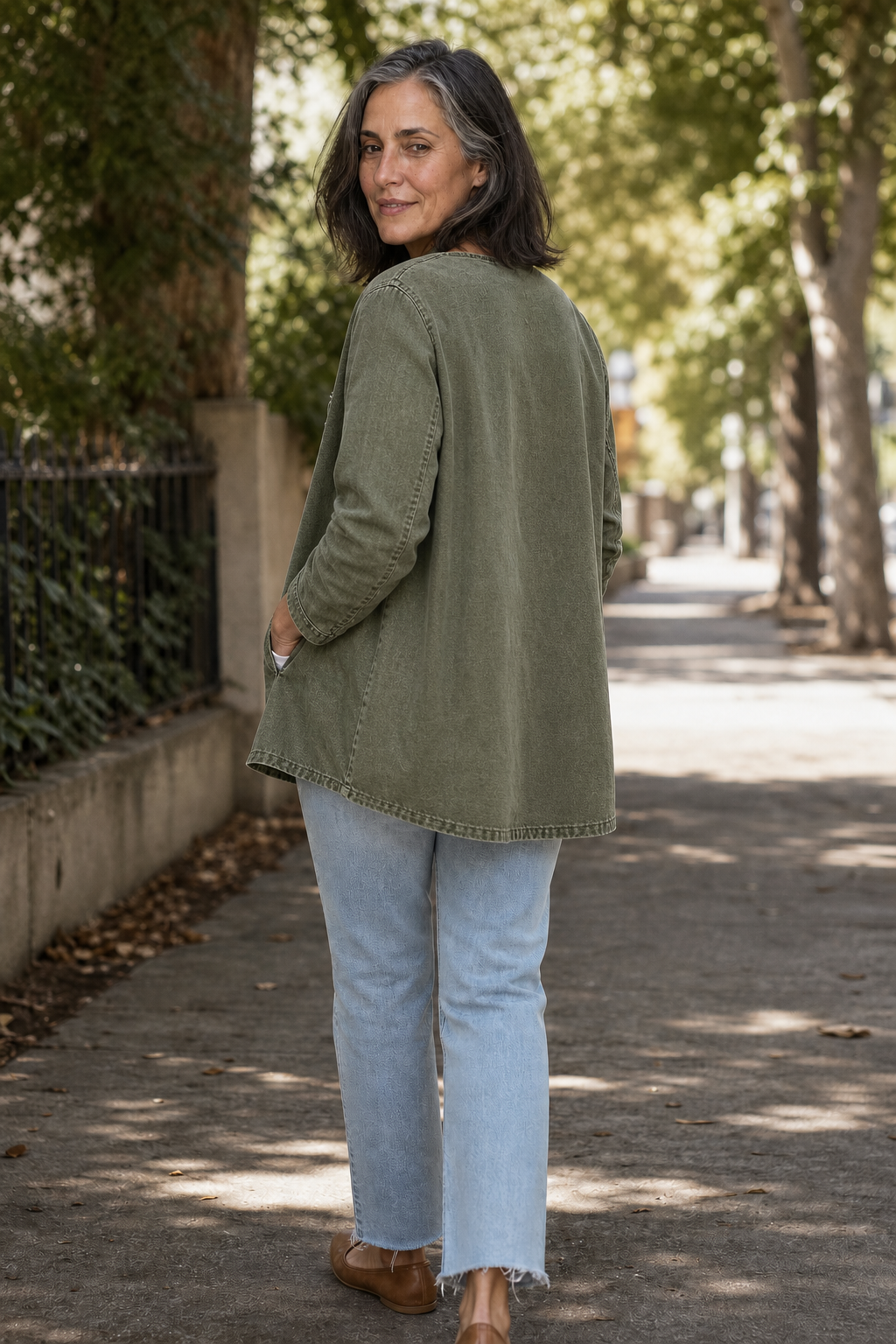 Washed Denim-Look Jacket